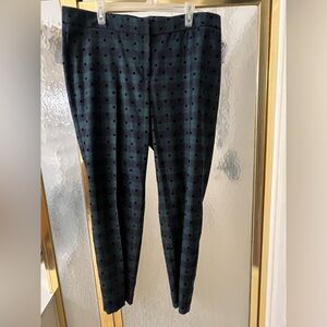 NWT Talbots women’s Hampshire in green& black plaid pants with black polka dots